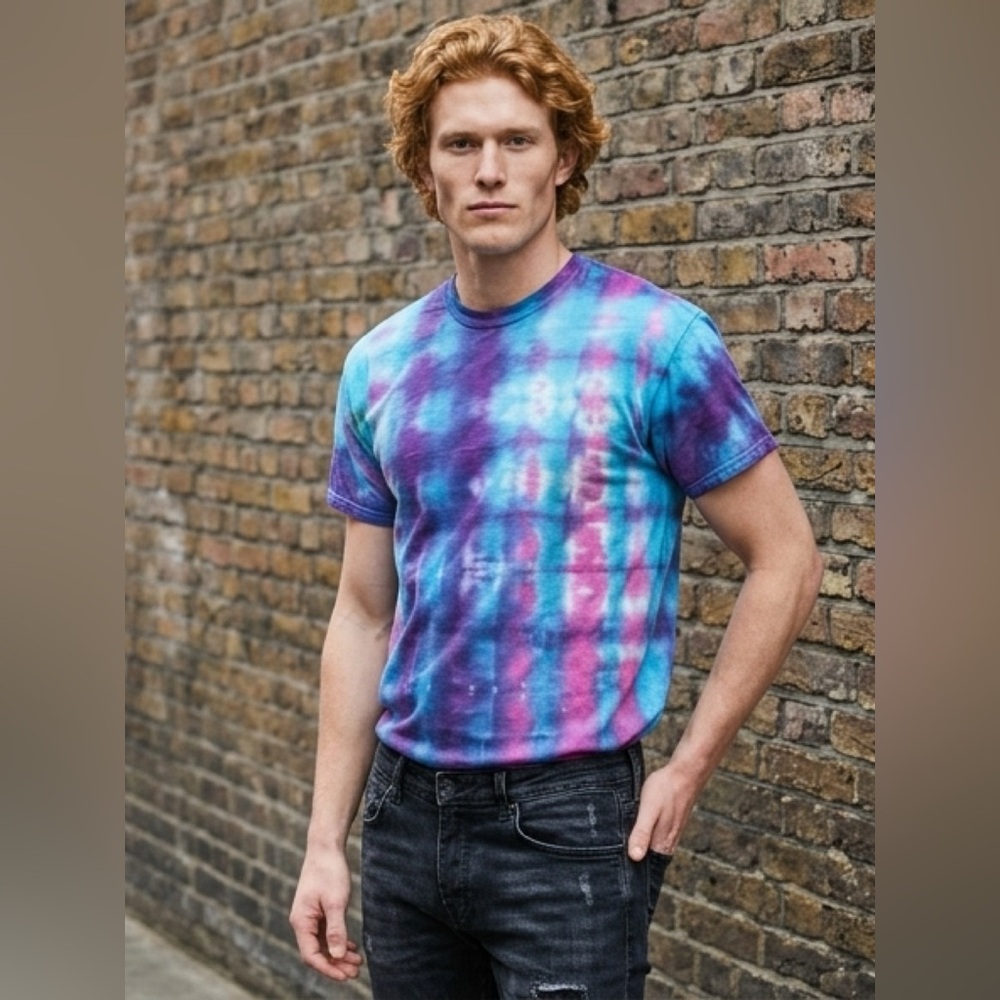 Handcrafted - Tie Dye T-Shirt – Vibrant Handmade - Boho Unisex Top - Size Medium